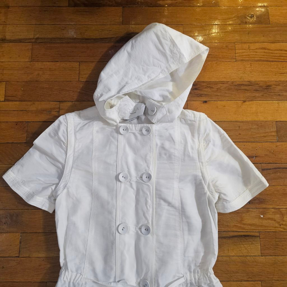 Adam Lippes White Hooded Jacket Short Sleeve Small - Picture 2 of 7